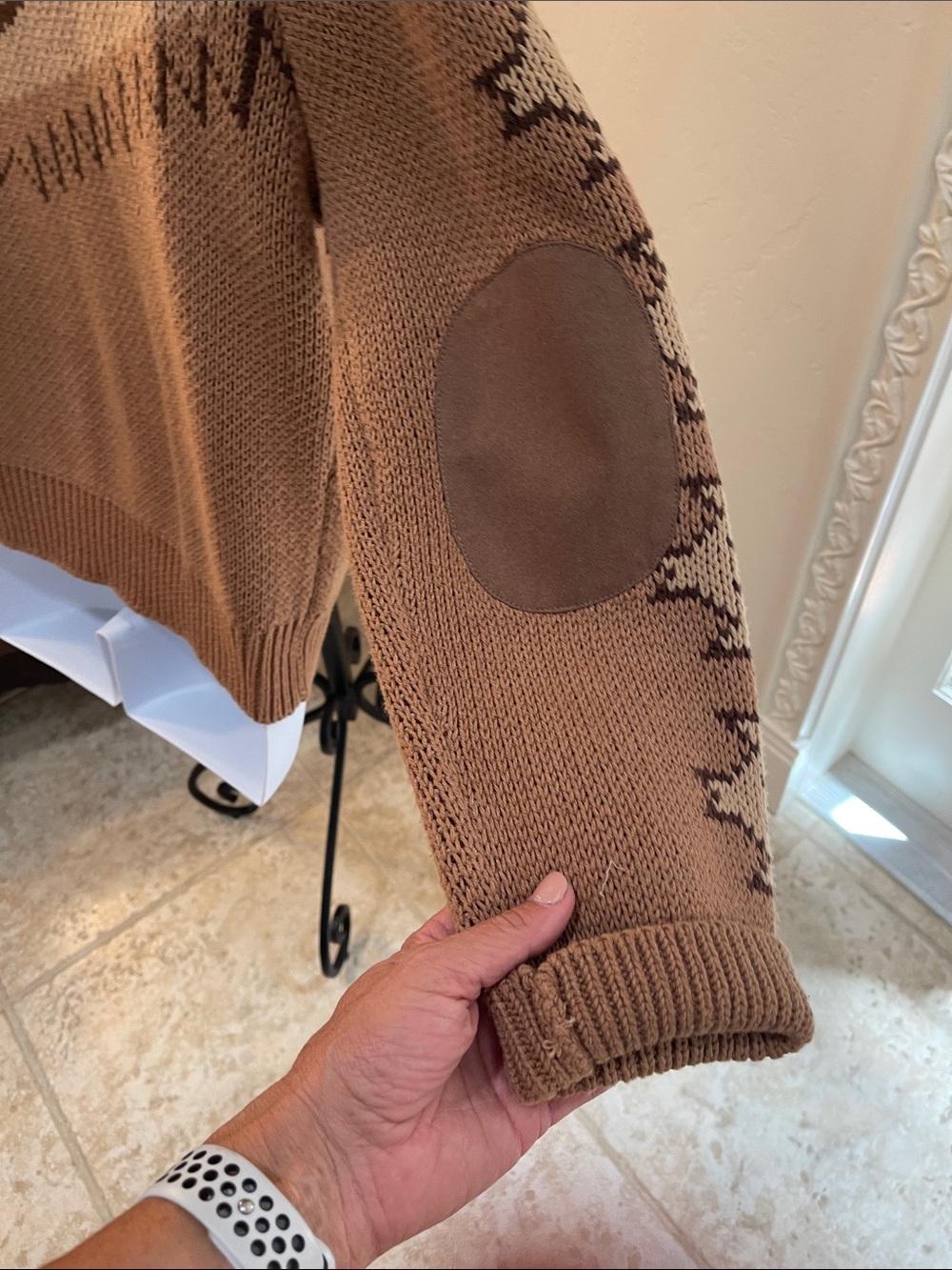 Tasha Polizzi Tan and Brown Dakota Western Horse Motif Cardigan - Picture 7 of 14